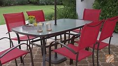 StyleWell Mix and Match Brown Steel Sling Outdoor Patio Dining Chair in Chili Red (2-Pack) FCS00015Y-2PKCH