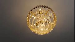 9-Light Crystal Chandelier 19.29" Gold Black Crystal Pendant Light 3-Tier Luxury Crystal Chandelier for Dining Room Living Room