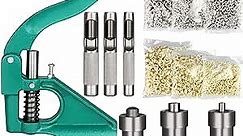 Hand Press Grommet Eyelet Machine Hole Punch Tool Kit Including Grommet Machine,3 Dies and 2400Pcs Golden & Sliver Grommets 3 PCS Installation Tools for Banner,Sign,Awning,Poster,Curtain