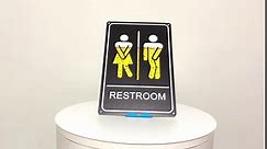 Unisex Restroom Signs Funny Toilet Door Metal Sign for Office or Business 8 x 12 inch