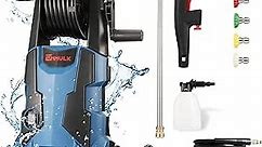 1800W Electric Pressure Washer, 2300 Max PSI 1.9 GPM Power Washer with Hose Reel, 33 FT Pressure Hose, 36 FT Power Cord, 4 Nozzles Foam Cannon, Pressure Cleaner Machine for Car, Home, Driveway
