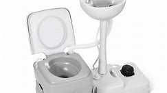 DWVO Portable Sink and Toilet, 17L Hand Washing Station, 5.3 Gallon Flush Potty, for Outdoor, Camping, RV, Boat, Camper, Travel
