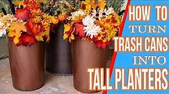 How To Make Tall Planters From Trash Cans And Fall Dollar Store Flowers