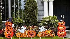 4Pack Large Halloween Yard Signs Garden Stakes for Outdoor Halloween Decorations, 3-tiered Halloween Pumpkin Ghost Yard Sign for Trick-or-Treat Party Lawn Halloween Decorations