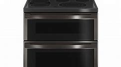 GE Profile 30 In. Fingerprint Resistant Black Stainless Steel Smart Electric Double Oven Convection Range With No Preheat Air Fry - PB965BPTS