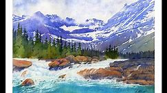 Learn To Paint Many Glacier Falls With Watercolors