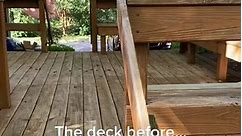 Deck stain and cover reveal! #paintingdeck #deckstaining #beforeandafter #renovation #renoreveal