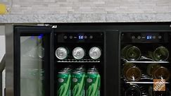 NewAir Dual Zone 24 in. Built-In 18-Bottle and 58 Can Wine and Beverage Cooler Fridge with French Doors - Stainless Steel AWB-360DB