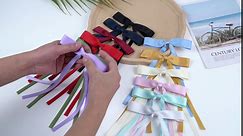 12 PCS Hair Bows for Women, Hair Ribbon with Long Tail Bowknot Hair Clips for Women Girls, Hair Barrettes with Bow Accessories (12 Color mixing)