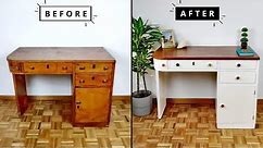 DIY 70 Year Old Office Desk Makeover │ Antique Desk Restoration │ Mid-Century Furniture Upgrade
