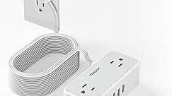 Ultra Thin Flat Plug Extension Cord 25 FT, TESSAN Surge Protector Power Strip with 4 AC Outlets 3 USB Ports, 900 Joules Protection, Multi Plug Charging Station for Home Office Dorm Room Essentials