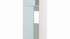 METOD High cabinet for fridge w 2 doors, white/Kallarp light grey-blue, 60x60x200 cm - IKEA