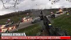 Horrible footage!! Ukrainian k-2 battalion massacres 18 vehicles and 3 Russian tanks in Avdiivka