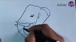 Simple elephant face drawing | elephant outline drawing | Elephant | Elephant art | Hari Arts | Arts