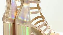 Allegra K Women's Strappy Roman Chunky Gladiator Heel Prom Sandals