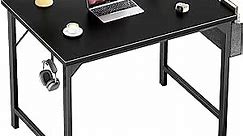 OLIXIS Computer Small Desk 32 Inch Home Office Writing Study Work Storage Bag Headphone Hooks Simple Modern Wood Kids Student Table