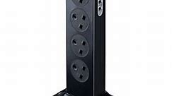 Masterplug 8 Socket 2m Switched Tower Surge Extension Lead   USB (2 port 3.1a) - Gloss Black