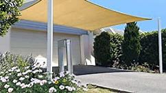 Patio Sun Shade Sail Canopy, 10' x 10' Square Shade Cloth Block Sunshade Sail - Outdoor Cover Awning Shelter for Pergola Backyard Garden Playground (Sand Color)