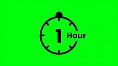 1 hour green screen animation. service opening hours, work time or delivery service time symbol, vector illustration isolated on a white background