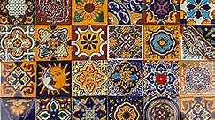 Mexican Ceramic Tiles 4x4 - Girasol by Cerames - 30 Decorative Mexican Mosaic Tiles for Bathroom, Kitchen, Shower, Stairs, Living Room, Kitchen backsplash | Mexican Tiles backsplash Talavera