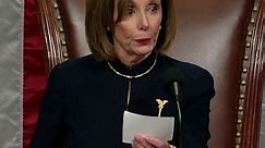 Nancy Pelosi gives stern glare after announcing Trump impeachment
