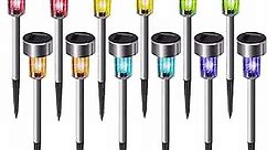 Solar Lights Outdoor Waterproof, Stainless Steel LED Landscape Lighting Outdoor Solar Lights for Outside Solar Garden Lights for Pathway, Walkway, Patio, Yard, Lawn - 12 Pack ( Multicolor )