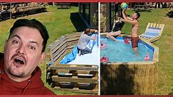 Create a DIY swimming pool using old pallets and amaze your friends at your next summer bash! 🏊 Our dude REACTS