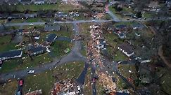 Drone footage shows tornado damage in Kentucky