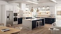 Shaker Cabinet Kitchen Design Ideas: Navy Blue to White and Gray