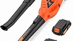 Cordless Leaf Blower,21V Handheld Electric Leaf Blower with 2 x 2.0Ah Battery & Charger, Lightweight Battery Powered Leaf Blower for Lawn Care, Patio, Yard, Sidewalk,Snow Blowing