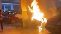 Video: Parked car catches fire moments after driver exits