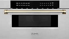 ZLINE Autograph Edition 30" 1.2 cu. ft. Built-In Microwave Drawer in Stainless Steel with Gold Accents