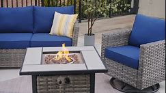 CAODOC 10 Pieces Wicker Patio Furniture Sets Outdoor Furniture Sectional Patio Couches Set 42" Fire Pit Table