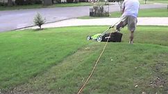 Greenworks 21" 13A Electric Mower First Use With Bagger