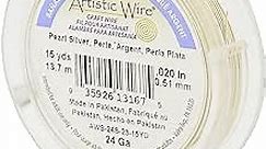 Artistic Wire, 24 Gauge Silver Plated Tarnish Resistant Colored Copper Craft Jewelry Wrapping Wire Wire, Pearl Silver, 15 yd