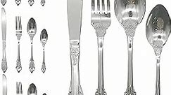 Pinenjoy 24Pcs Luxury Baroque Silverware Set 18/10(304) Stainless Steel Vintage Flatware Antique Gorgeous Cutlery Set include Spoon Fork Knife, Mirro Finished and Dishwasher Safe, Service for 6
