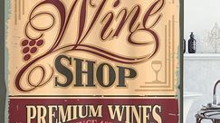 Ambesonne Vintage Shower Curtain, Old Wine Shop Sign, 69"Wx84"L, Orange Red