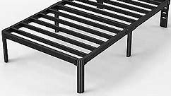 14 Inch Metal Twin Platform Bed Frame No Box Spring Needed, Round Corner Leg, Heavy Duty Sturdy Black Bedframe, Easy Assembly, Noise Free, Non-Slip