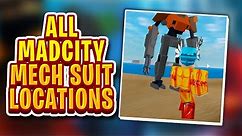 All locations of the MAD CITY MECH SUITS (Where to find them) | Roblox tutorial