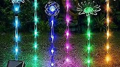 Set of 6 Flowers Solar Lights for Outside, Garden Decorations Lights Solar Powered Pathway Lights Outdoor Waterproof Flowers Ornaments for Yard, Patio Plant Pot, Flower Bed, Home Decoration (8 Modes)
