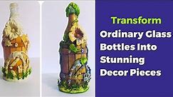 DIY decorative bottle | Glass bottle craft ideas | Home Decor