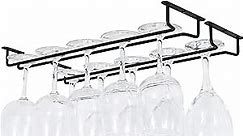 Wallniture Brix Wine Glass Holder Under Cabinet Kitchen Organization and Storage for Kitchen Decor, Black Iron 17 Inch Set of 2
