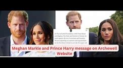 Meghan Markle and Prince Harry message on Archewell Website