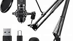 USB Gaming Microphone PC,Professional Cardioid 192kHz/24Bit Plug & Play Mic Recording Microphone Kit with Advanced Chipset,for Streaming, Podcast, Studio and Singing