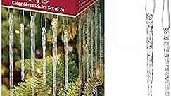 Old World Christmas Clear Glass Icicles Set of 24 Glass Blown Ornaments for Christmas Tree