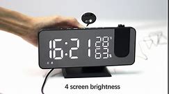 180° Projection Alarm Clock on Ceiling, LED Digital Clock for Bedroom with Battery Backup,USB Charger,Dimmer,12/24H,DST,Snooze,Electric Alarm Clock for Adults,Elders (Black-Blue)