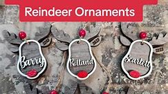 Personalized reindeer ornaments made with real reclaimed wood. #rockinwood #customornaments #personalizedornaments | Rockin' Wood