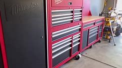 Milwaukee tool boxes clean and shiny. Tools in their place and ready for my project. #milwaukeetools #milwaukeetool #milwaukeetooladdict #garagecleanouts #toolbox #Garage | Alexanderbuilds
