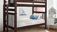 Bedz King Tall Bunk Beds Twin over Twin Mission Style with End Ladder, Dark Cherry