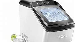 Countertop Nugget Ice Maker – Pebble Ice Machine, Soft Chewable Pellets in 20 Min, 26Lbs/24H, 3lb. Capacity, Waterline-Compatible, Self-Cleaning, Stainless-Steel + Scoop